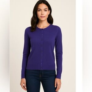 Ann Taylor Purple Button-Up Cardigan – Size M